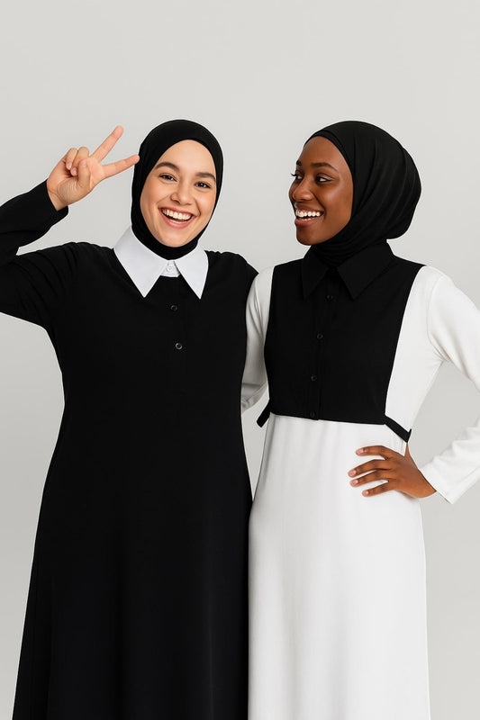 2'li Paket Gömlek Yakası Seti - Siyah ve Beyaz