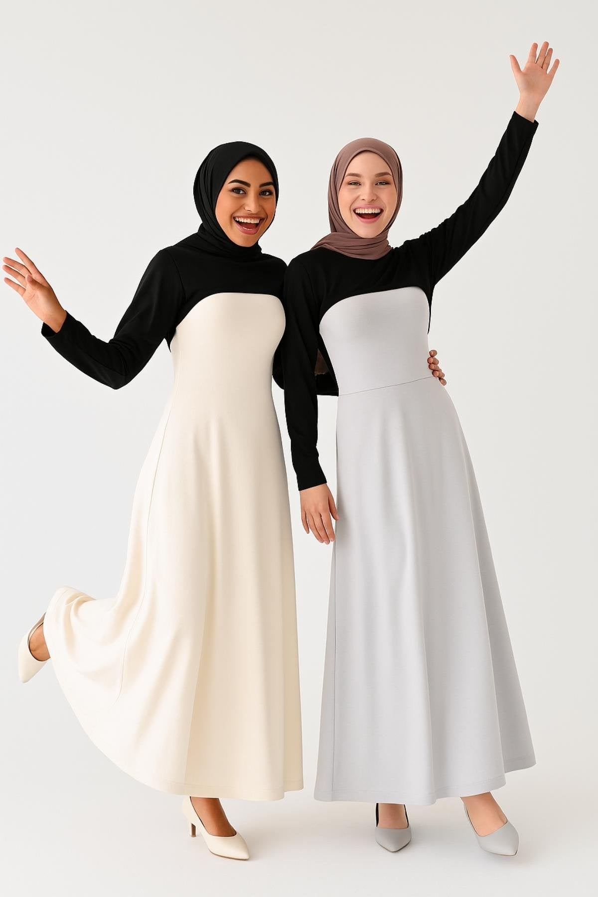 2 Adet Siyah Bisiklet Yaka Boyunluklu Kolluk