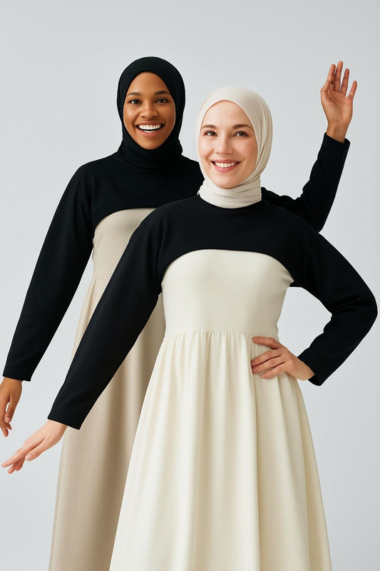 2 Adet Siyah Dik Yaka Boyunluklu Kolluk