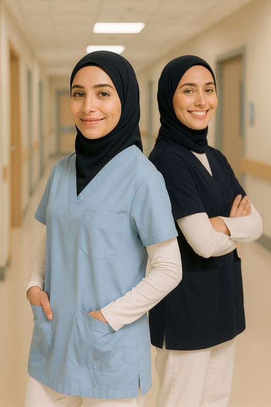 2'li Paket Tek Üst 4 Cepli Scrubs Forma - Lacivert ve Mavi