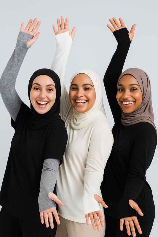 3'lü Paket Parmak Detaylı Lastikli Kolluk Seti - Beyaz, Siyah, Gri