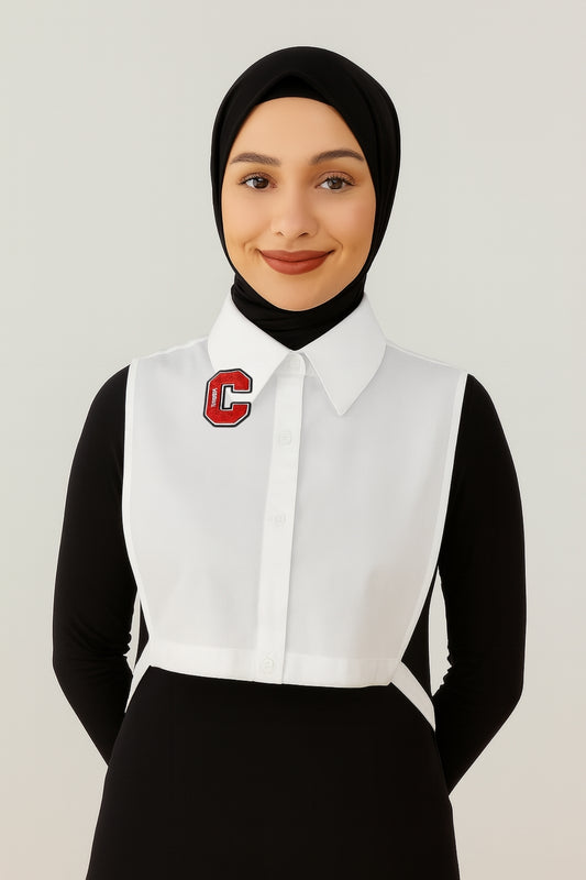 C Harf Detaylı Gömlek Yakası - Beyaz