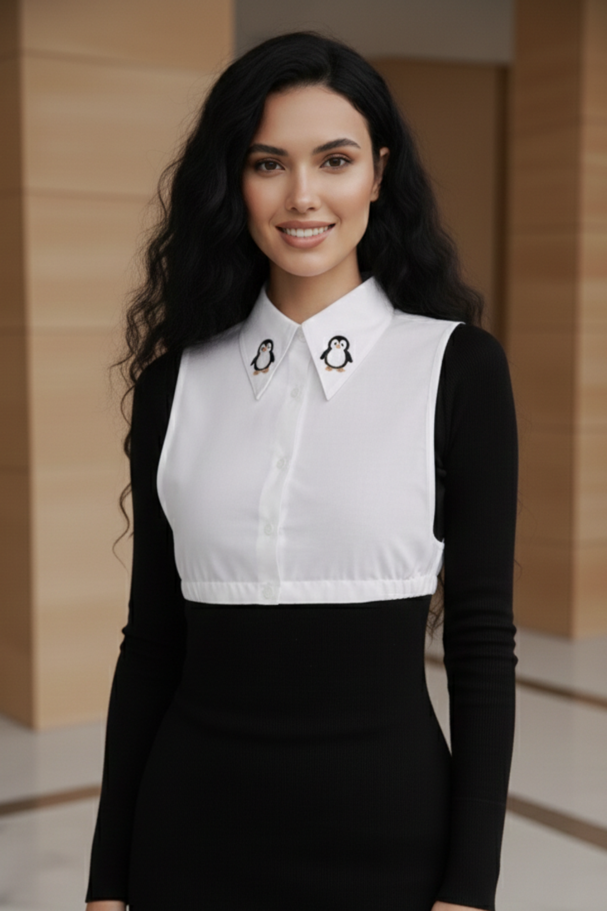 Penguin in Snow Shirt Collar