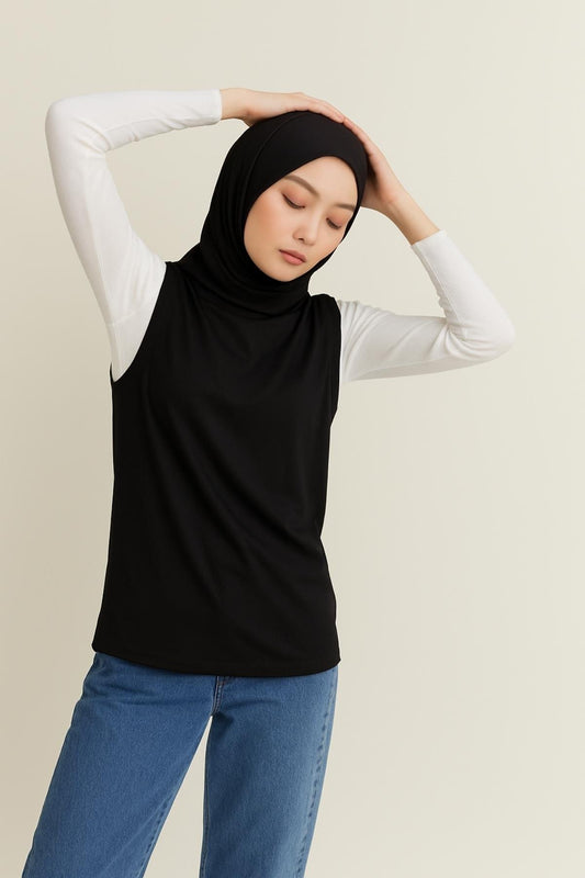 Bisiklet Yaka Kolsuz İçlik – Siyah