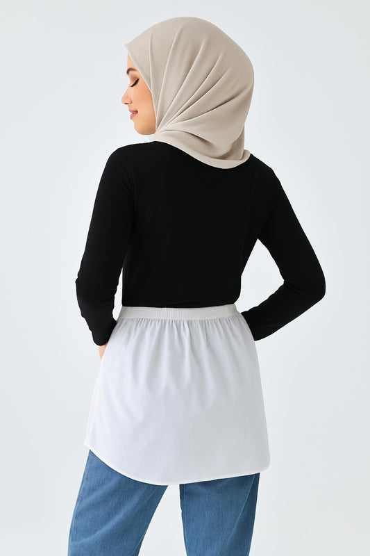 Cepli Gömlek Etek - Beyaz