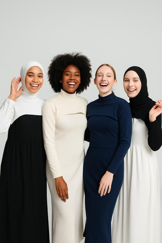 Çok Satan Dik Yaka Boyunluklu Kolluk Seti - Beyaz, Siyah, Krem ve Lacivert