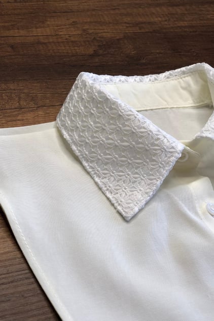 Dantel Yaka Detaylı Gömlek Yakası - Krem