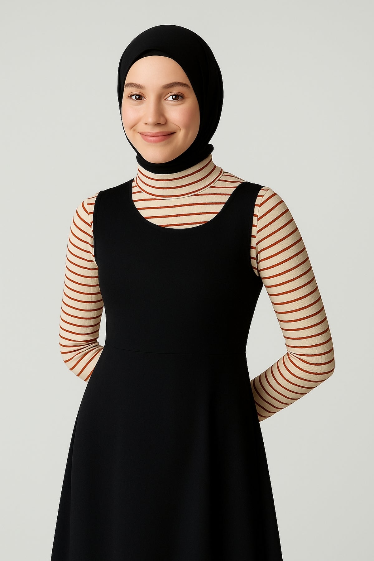 Dik Yaka Boyunluklu Kolluk - Bordo Çizgili