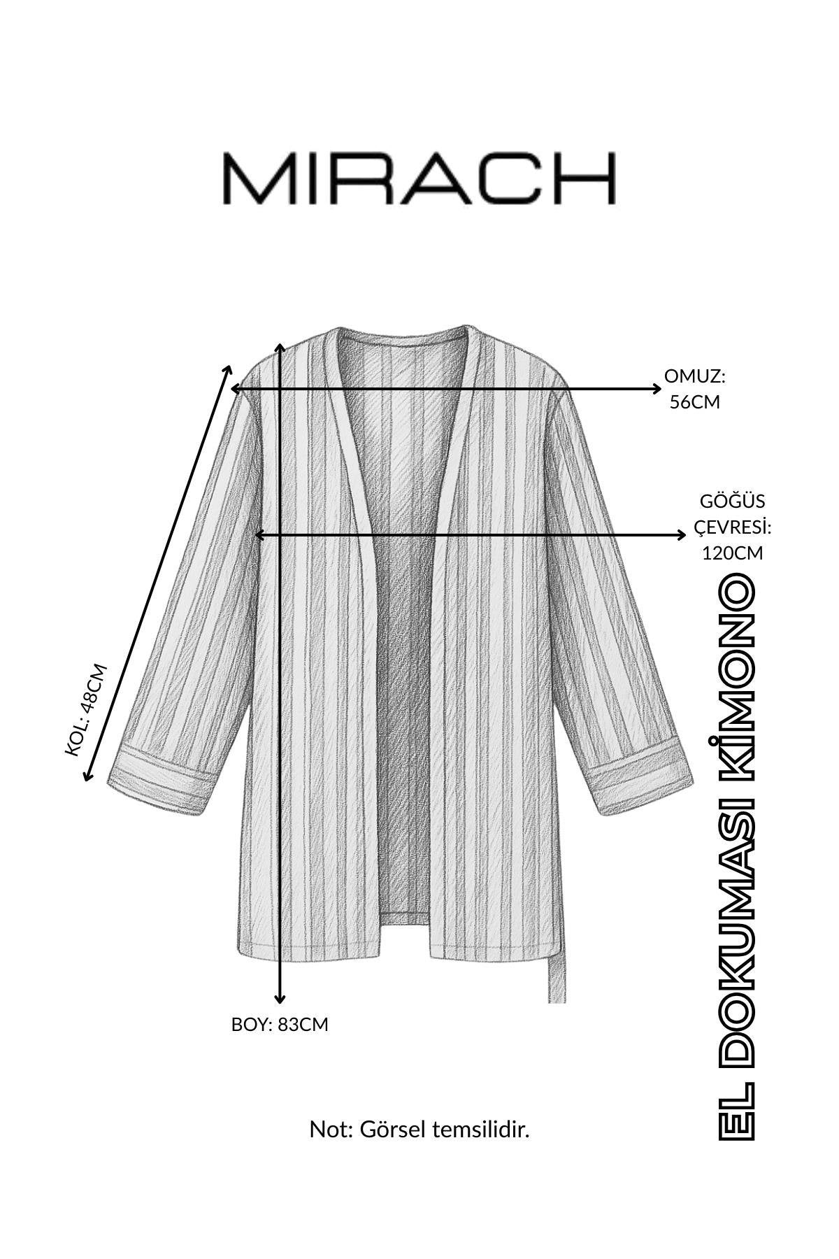 كيمونو منسوج يدويًا - وردي أزرق