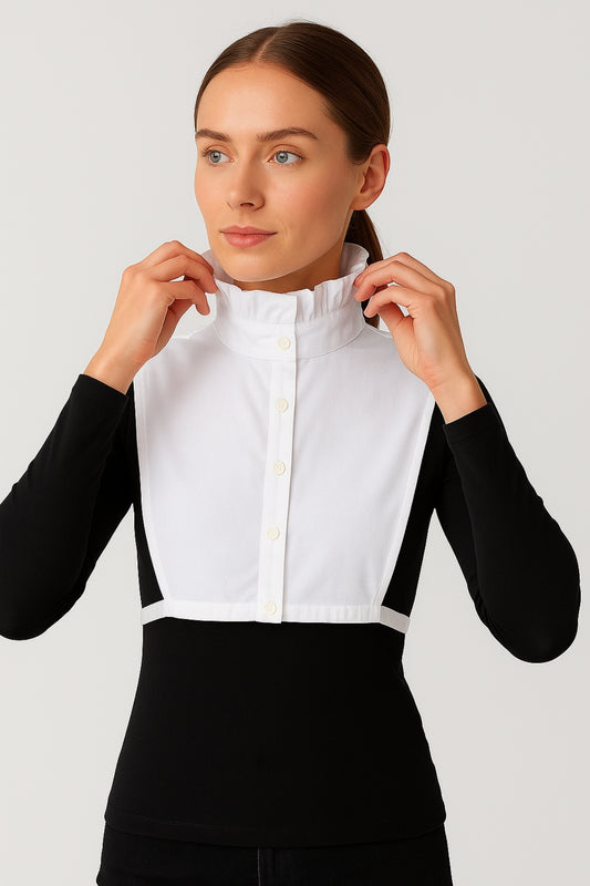 Fransız Stili Uzun Hakim Gömlek Yakası - Beyaz