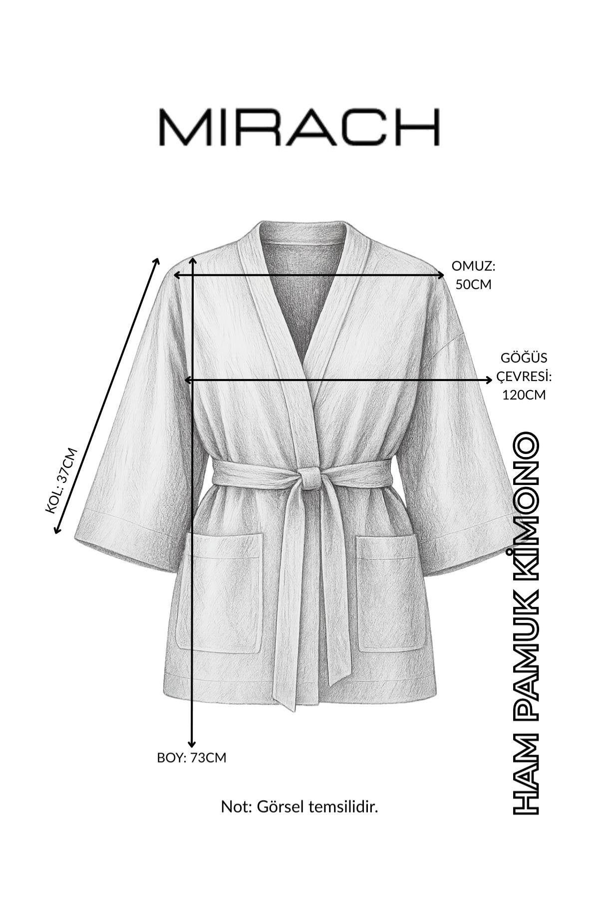 جاكيت كيمونو من القطن الخام - كريمي