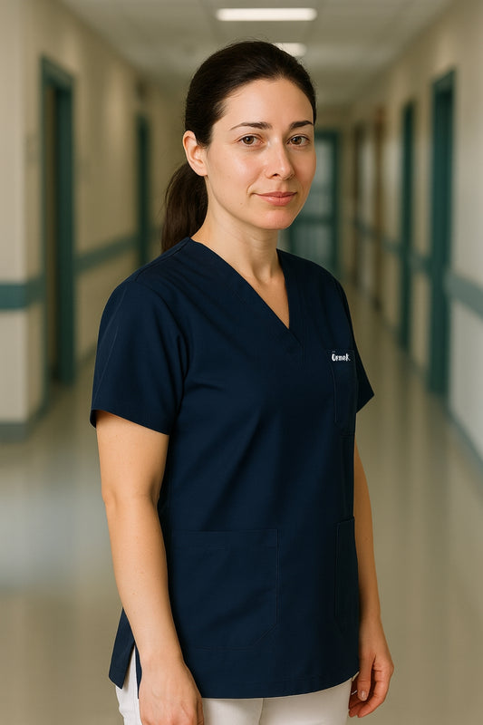 Kişiye Özel İsimli Tek Üst 4 Cepli Scrubs Forma - Lacivert