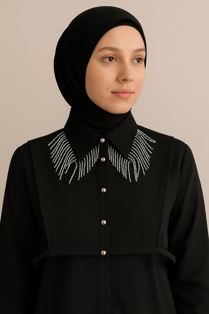 Işıltılı gölge gömlek yakası - Siyah | Outlet