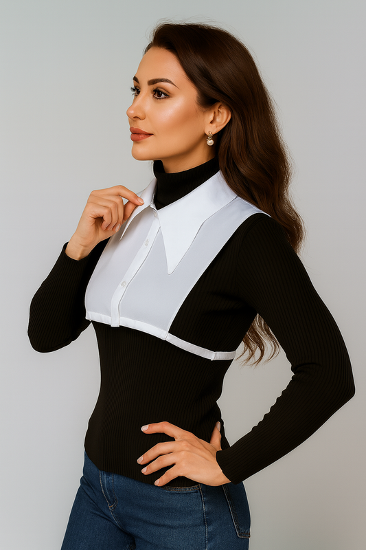 Kelebek Model Gömlek Yakası - Beyaz