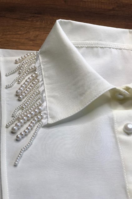 Pearline Gömlek Yaka - Krem | Outlet