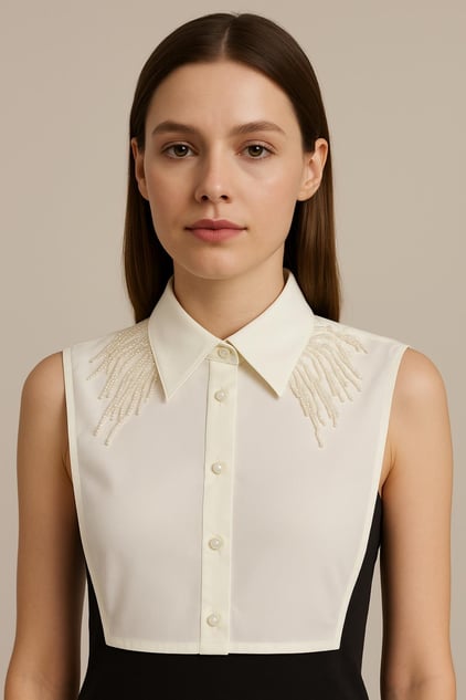 Pearline Gömlek Yaka - Krem | Outlet