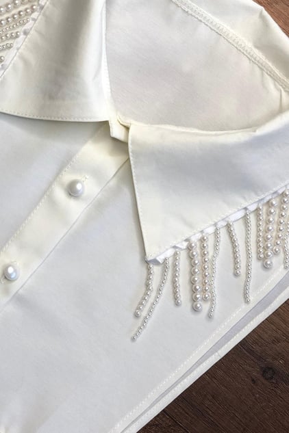 Pearline Gömlek Yaka - Krem | Outlet