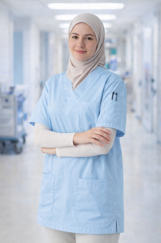 Single Top 4 Pocket Scrubs Jersey - Blue