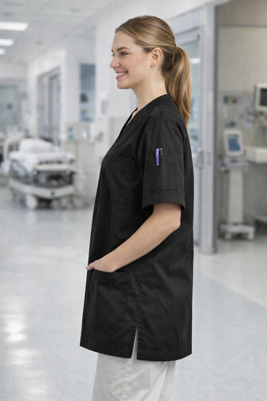 Single Top 4 Pocket Scrubs Jersey - Black