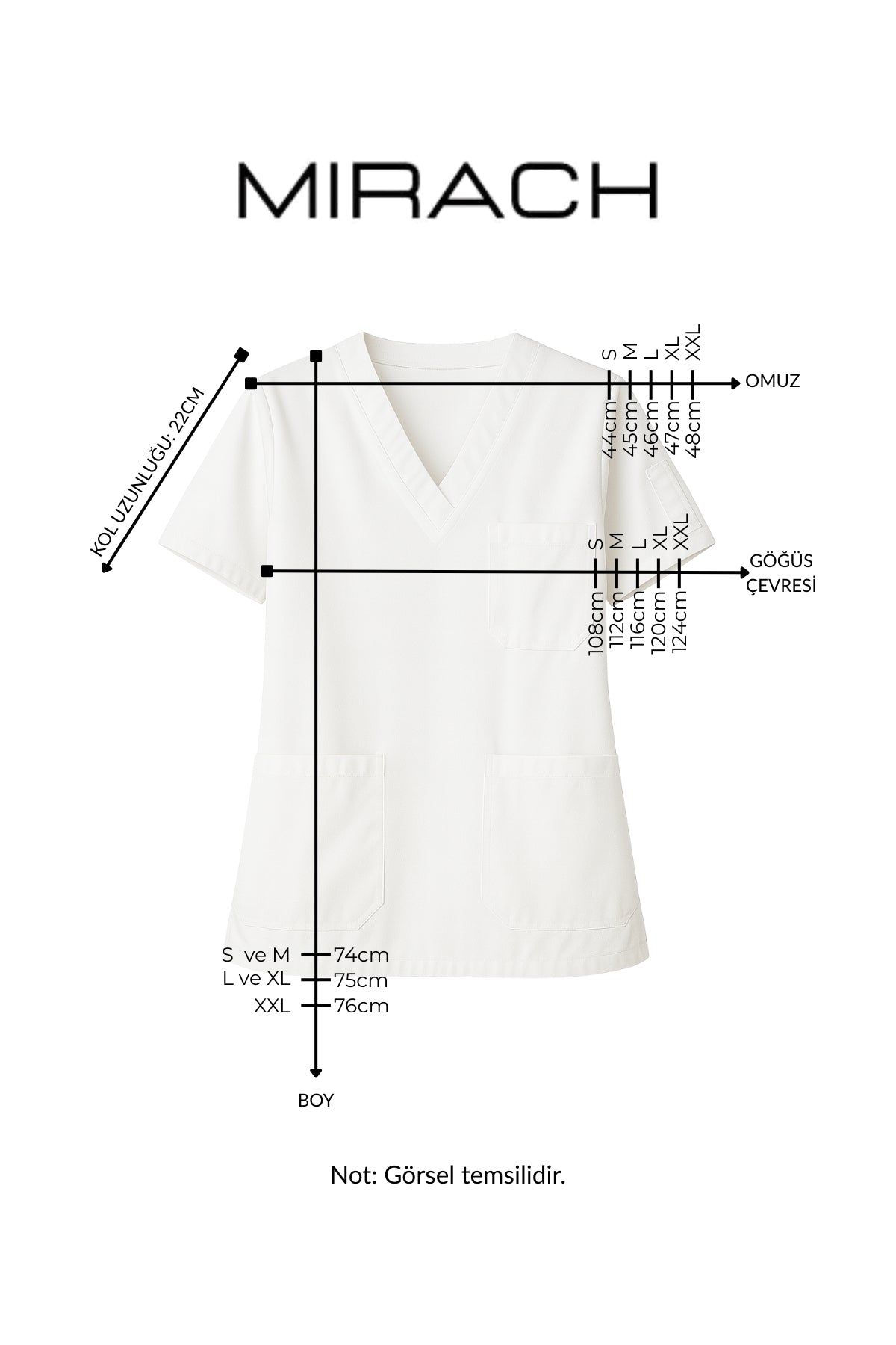 Tek Üst 4 Cepli Scrubs Forma - Yeşil