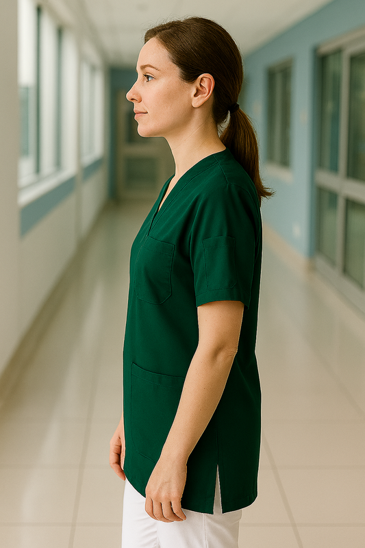 Tek Üst 4 Cepli Scrubs Forma - Yeşil