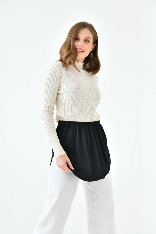 Yuvarlak İçlik Etek - Siyah