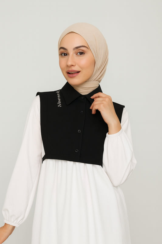 Zincirli Gömlek Yakası - Siyah