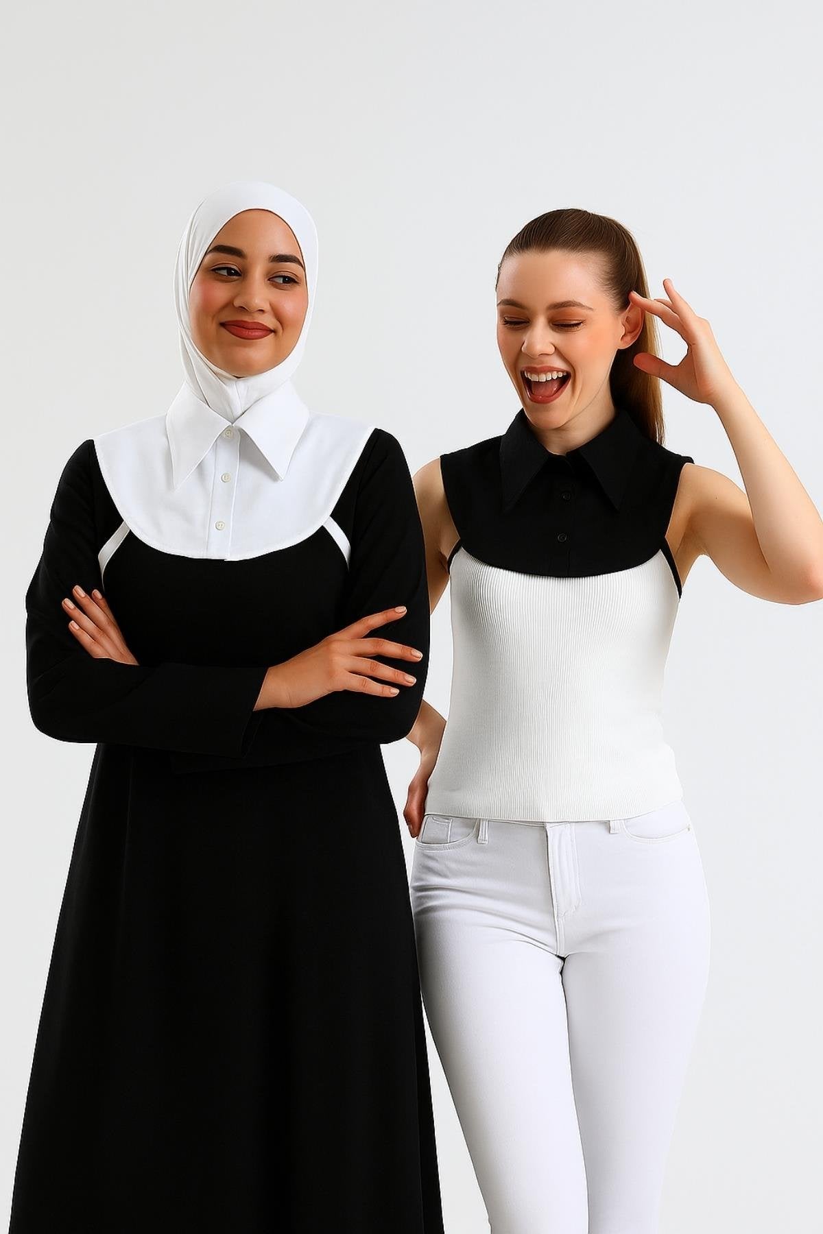 Kazak İçi Gömlek Yakası | Takma Yaka Aparatı | Katmanlı Görünüm | Şık Kombin Tamamlayıcı Kadın Aksesuarı