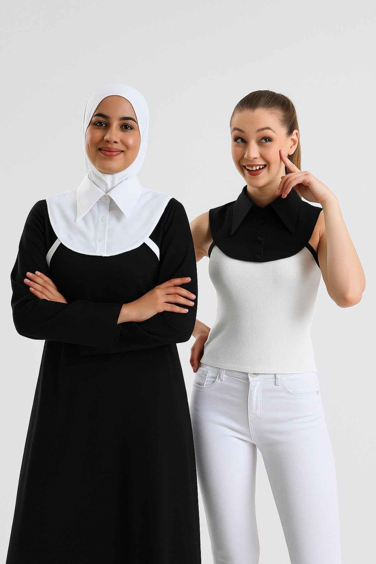 Kazak İçi Gömlek Yakası | Takma Yaka Aparatı | Katmanlı Görünüm | Şık Kombin Tamamlayıcı Kadın Aksesuarı