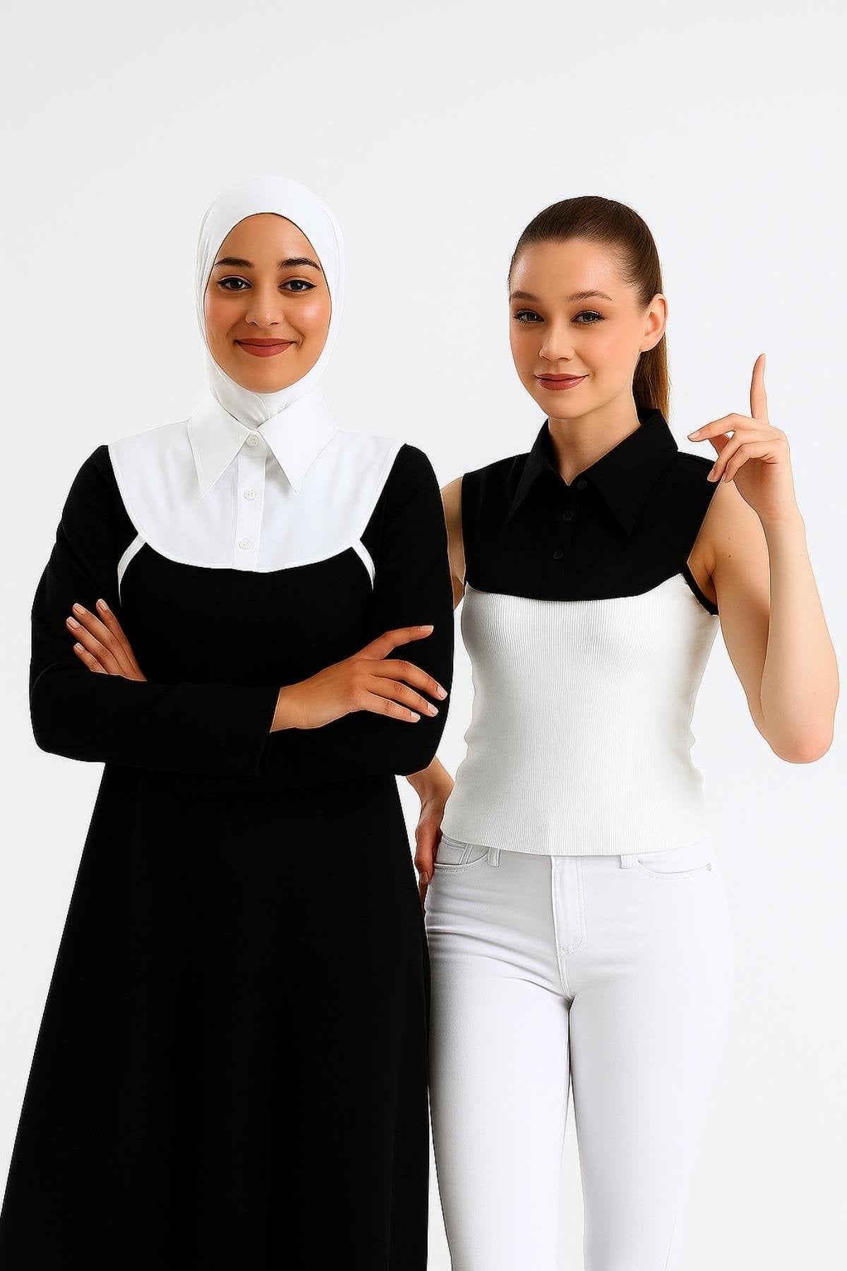 Kazak İçi Gömlek Yakası | Takma Yaka Aparatı | Katmanlı Görünüm | Şık Kombin Tamamlayıcı Kadın Aksesuarı