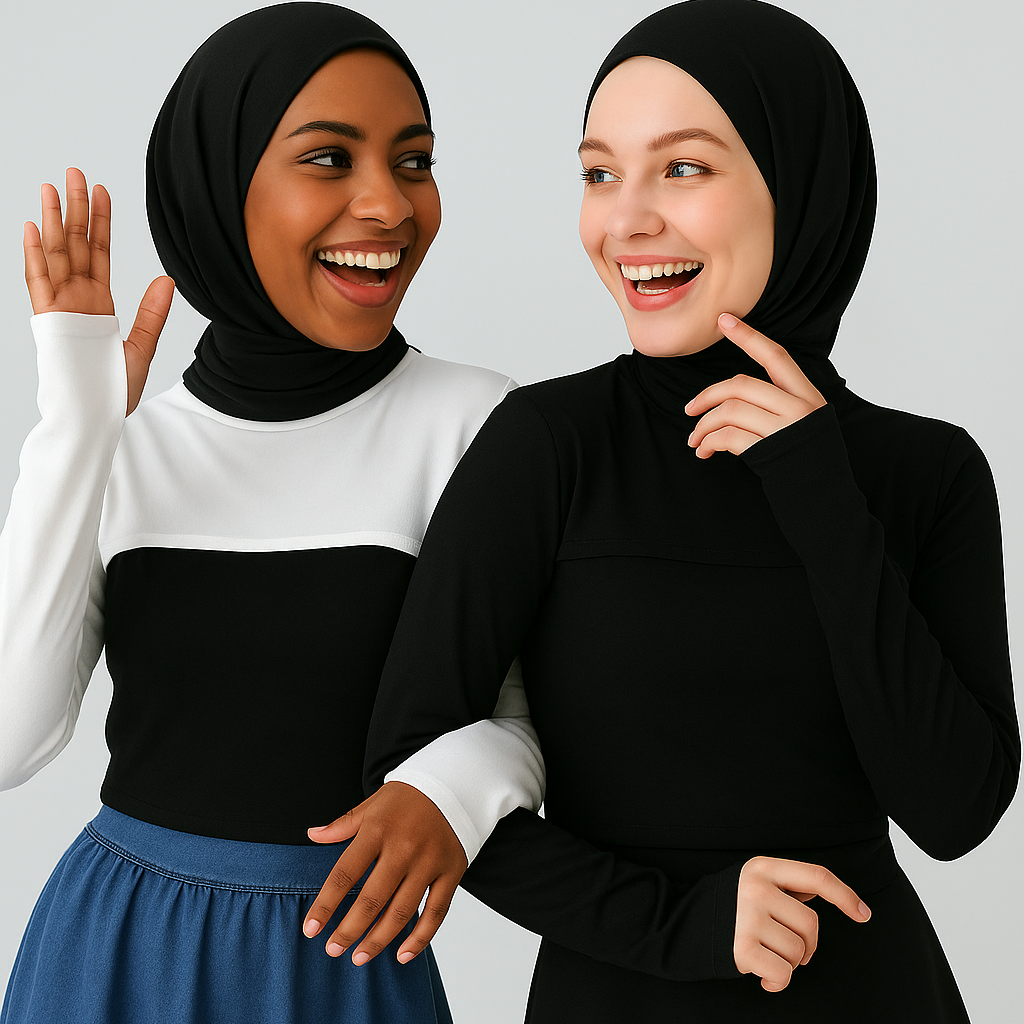 Siyah kolluk tesettür boyunluk ile minimalist kadın giyim tarzı