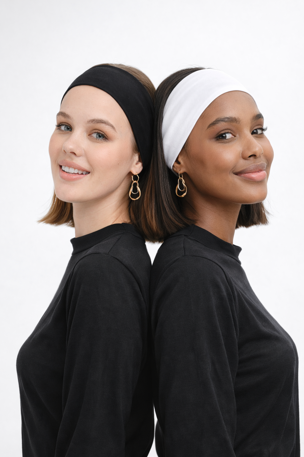 2'li Paket Geniş Bone Bandana - Siyah ve Beyaz