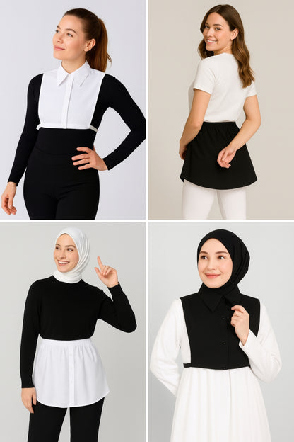 4’lü Paket Gömlek Yaka ve Gömlek Etek Seti