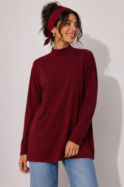 Bordo Balıkçı Yaka Tunik