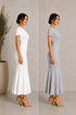 2'li paket kadın fit elbise beyaz ve gri yan profil