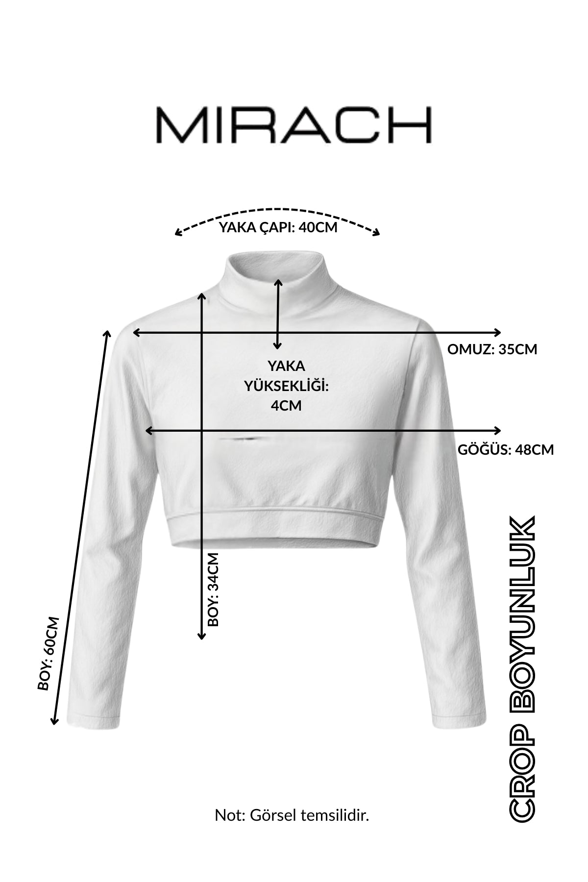 قلادة قصيرة بأكمام طويلة - مخططة باللون الأبيض