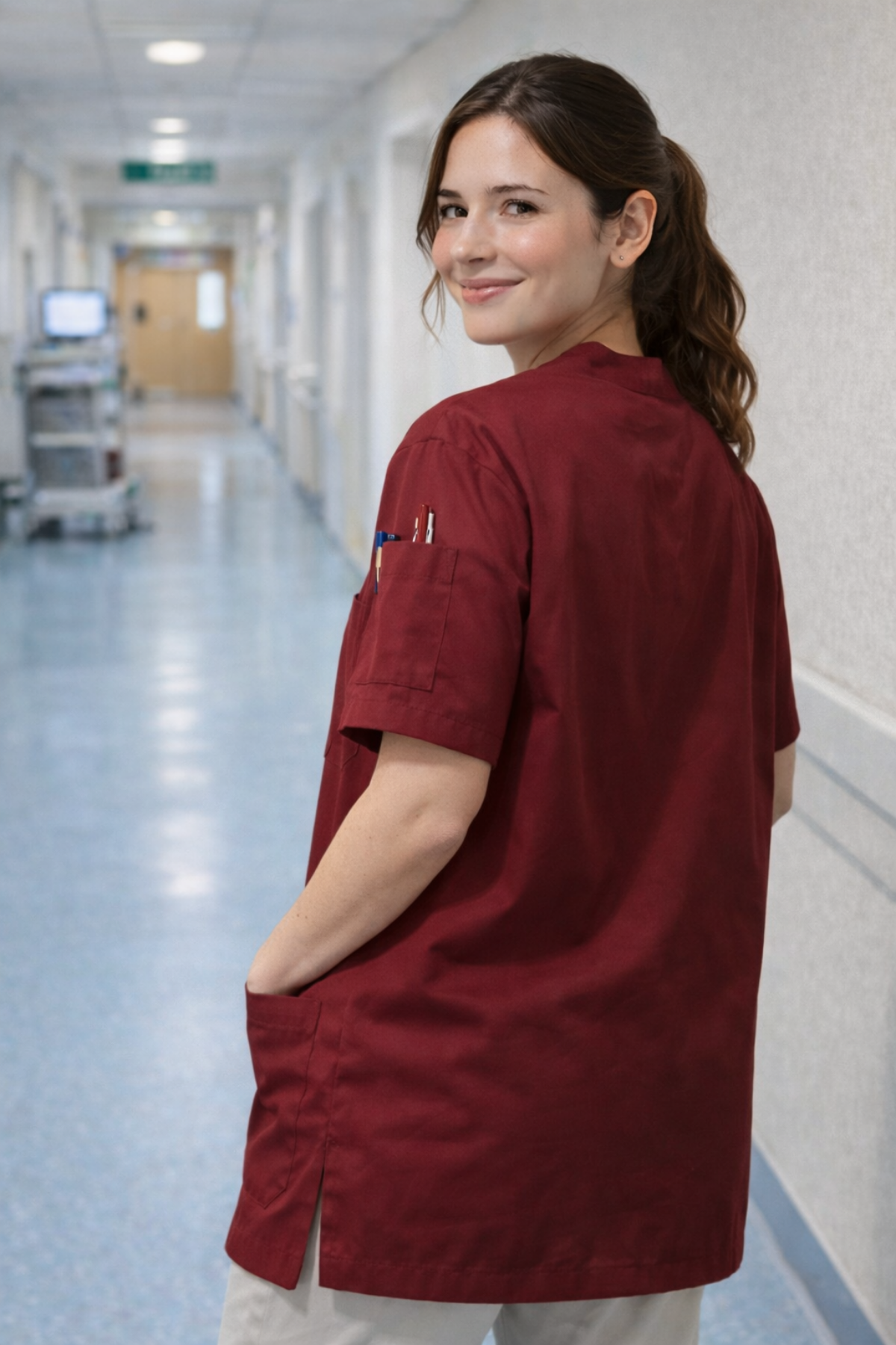 Pawline Premium Scrubs Forma Sevimli Kedi - Bordo