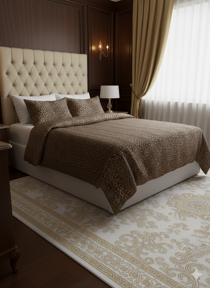 Leopar Desenli %100 Pamuk Saten Çift Kişilik Nevresim Takımı