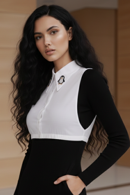 Penguin in Snow Shirt Collar