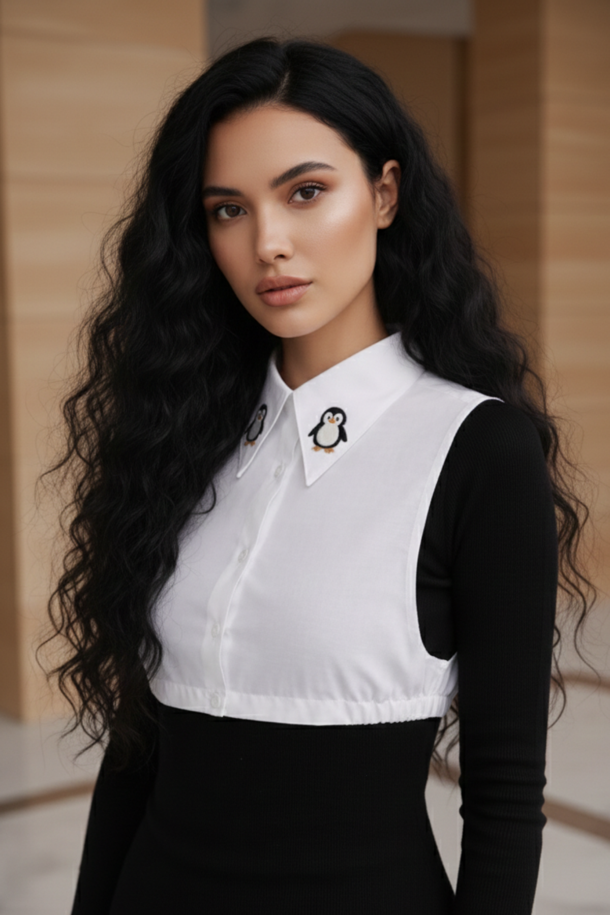 Penguin in Snow Shirt Collar