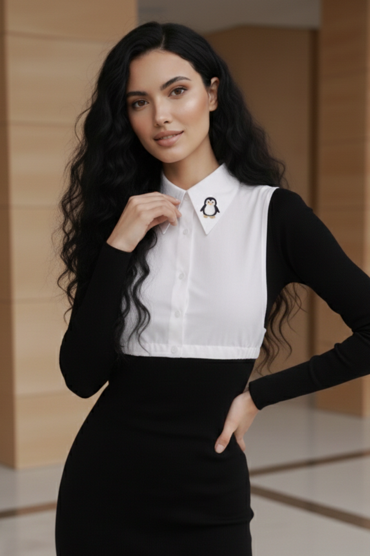 Penguin in Snow Shirt Collar