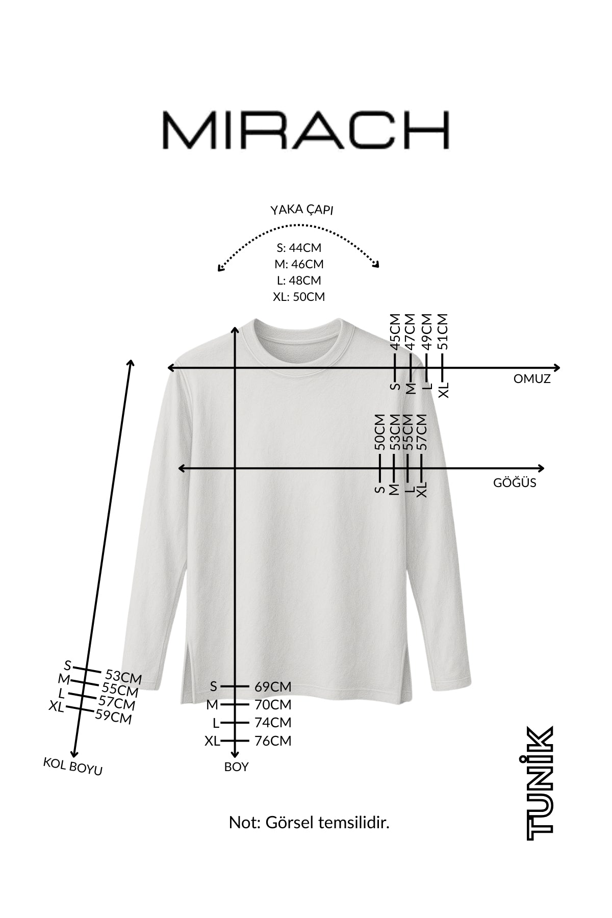 MIRACH Curve Büyük Beden Uzun Kollu Tunik (Bandana Hediyeli) - Zümrüt