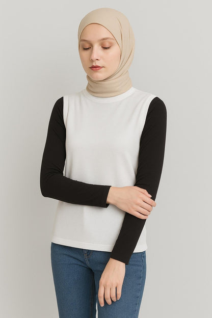 Balıkçı Yaka Kolsuz İçlik – Beyaz
