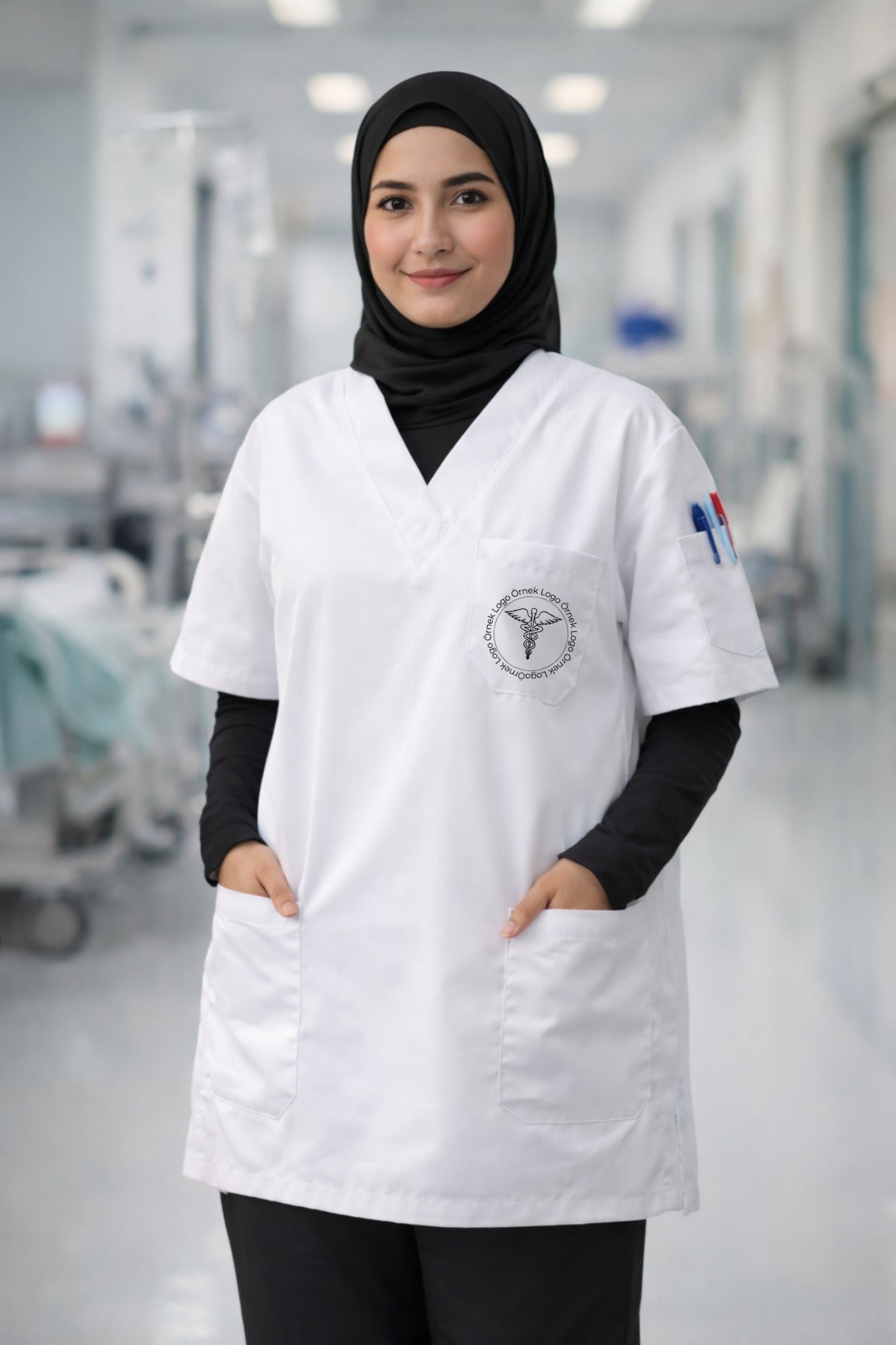 5'li Paket Tek Üst 4 Cepli Scrubs Forma