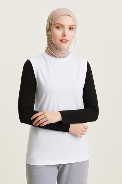 Bisiklet Yaka Kolsuz İçlik – Beyaz