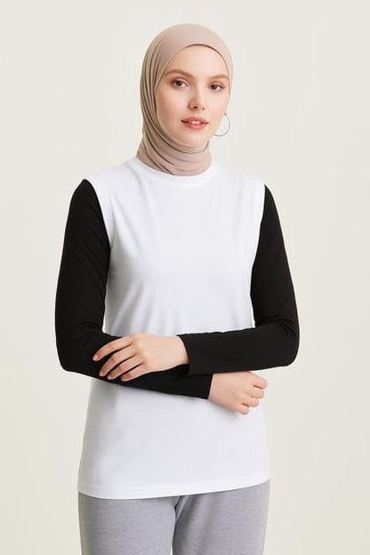 Bisiklet Yaka Kolsuz İçlik – Beyaz