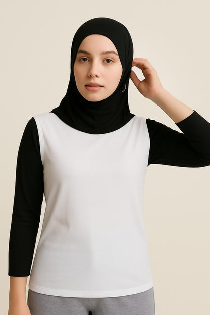 Bisiklet Yaka Kolsuz İçlik – Beyaz