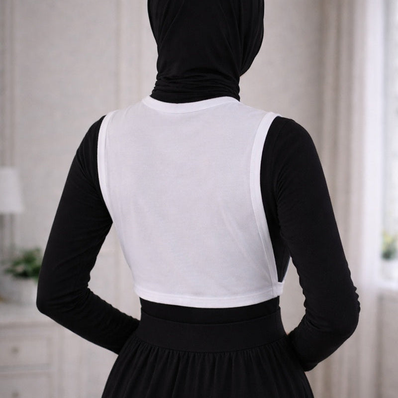 Tesettür boyunluk kolluk seti ile sade ve şık siyah kolluk modelleri kadın kombin örneği