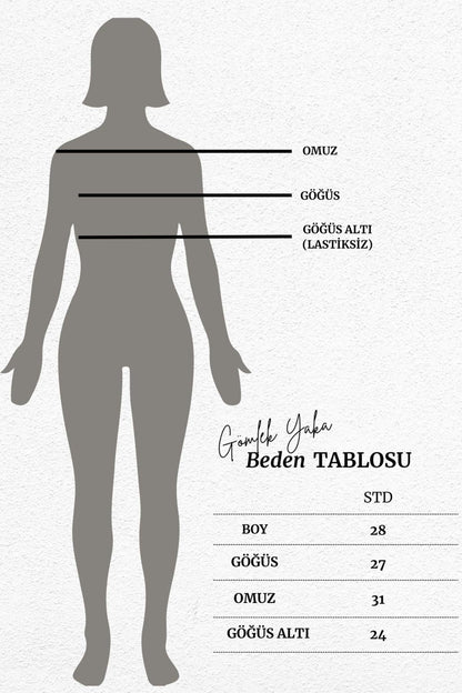 C Harf Detaylı Gömlek Yakası - Beyaz