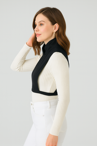 Turtleneck Sleeveless Neck Collar - White